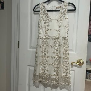NWT Altard State White Gold Embroidered Dress Size S